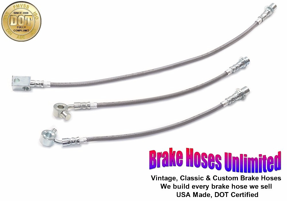 STAINLESS BRAKE HOSE SET Chevrolet Truck C10, 1/2 Ton, 1972, Front Disc